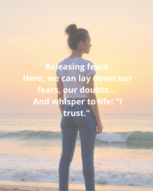 Dorothée Rodriguez Velar contemplating the ocean, finding healing, trust, and inspiration through art and spirituality.