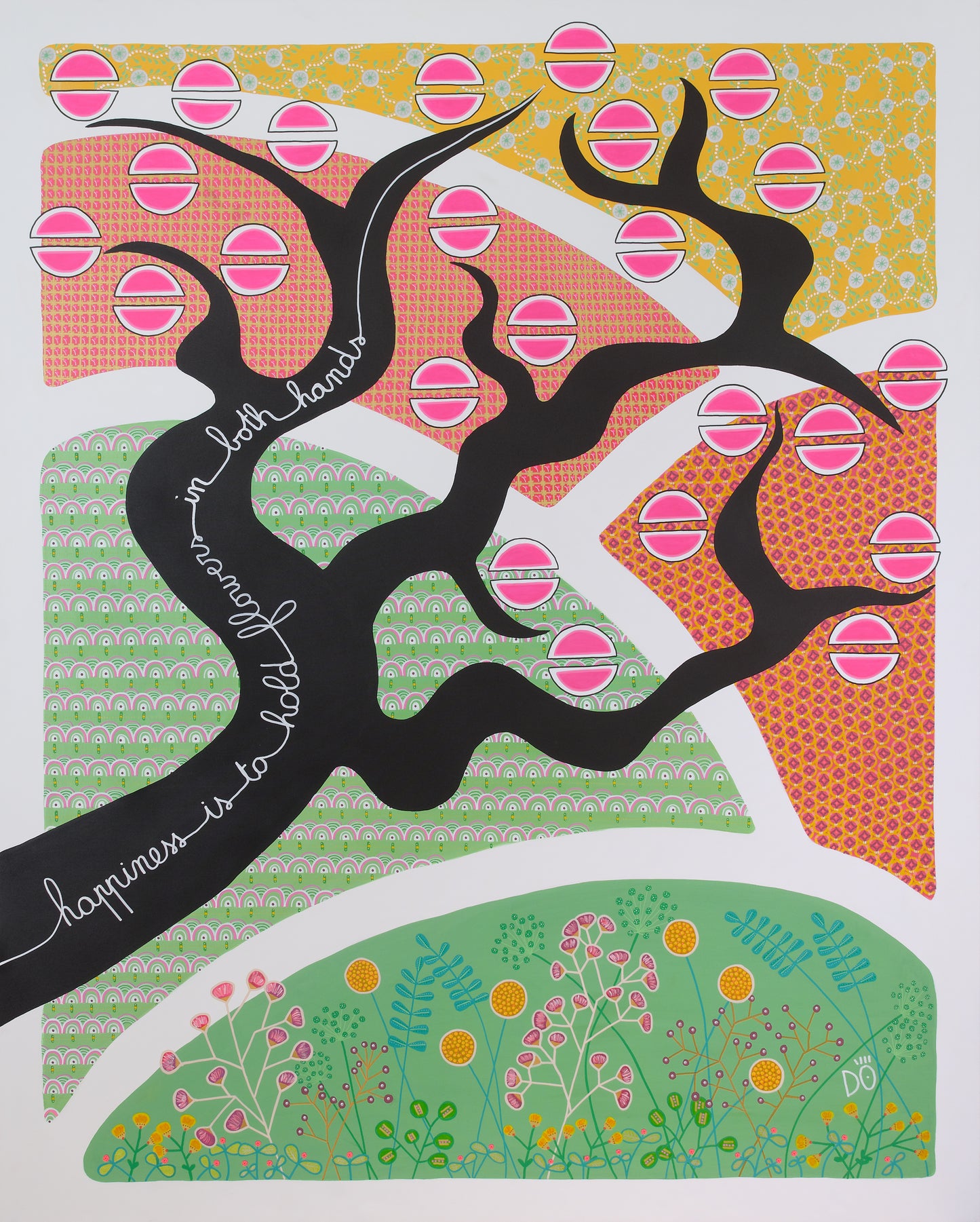 Happiness is to hold flowers in both hands, 132 x 160 cm