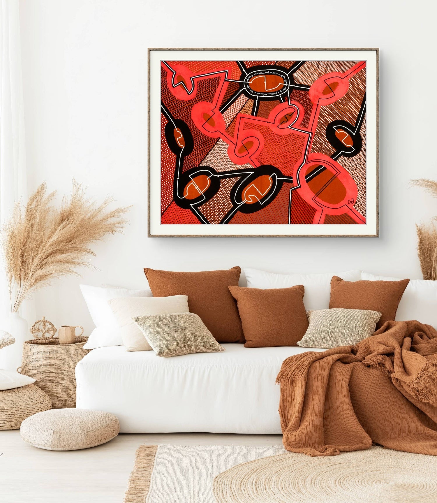Paper Prints Collection – illustrated with Bring Peace Wherever You Go, spiritual abstract art in red, black and white